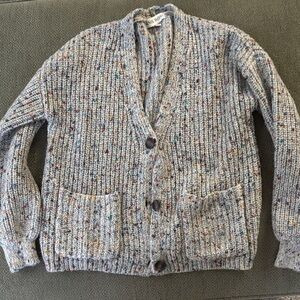 Knox Rose Light Gray Speckled Knit Cardigan